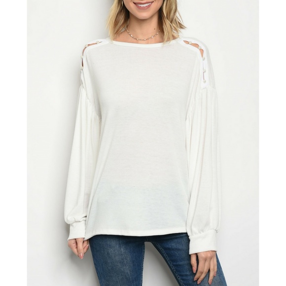 Ivory Puff Sleeve Top {Sweet Claire} - Picture 2 of 3